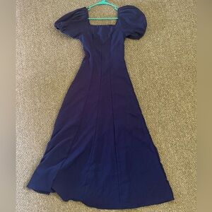 SHEIN Blue Puff Sleeve A-Line Dress